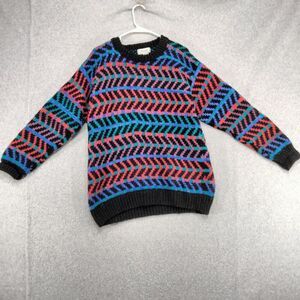 Nomad Sweater Mens L Vintage 100% Sheep Wool Rainbow Swirl Knit Vegetable Dyed